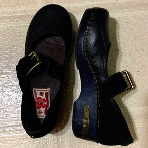 Lucky Brand France Mary Jane Clog Black Leather Suede Women's Size 7